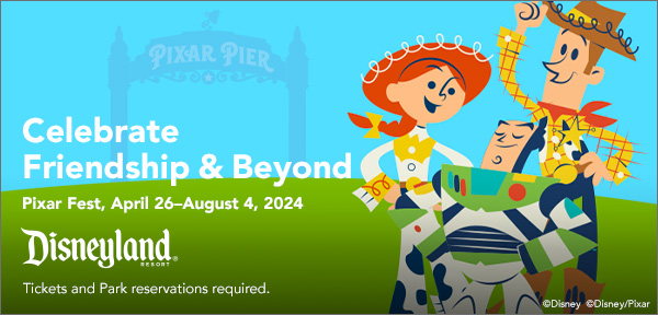 Disney Pixar banner. April 26 - August 4